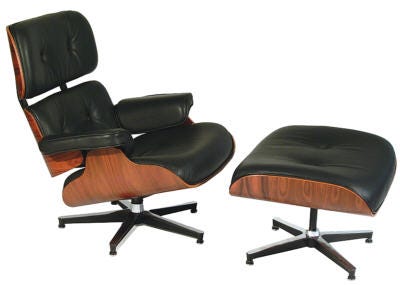 They made this ‘Eames Lounge’ Chair and ‘Ottoman’ footrest in 1956.